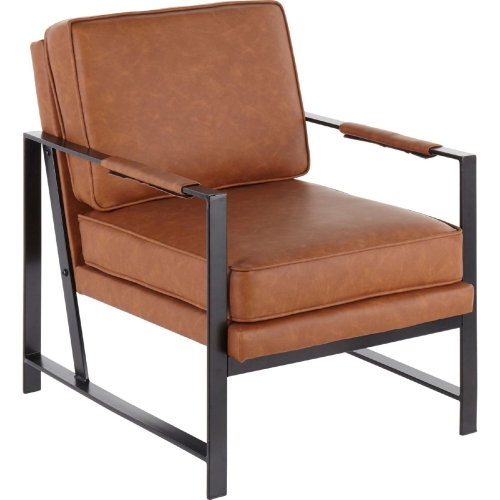 Franklin Arm Chair in Camel Leatherette & Black Metal